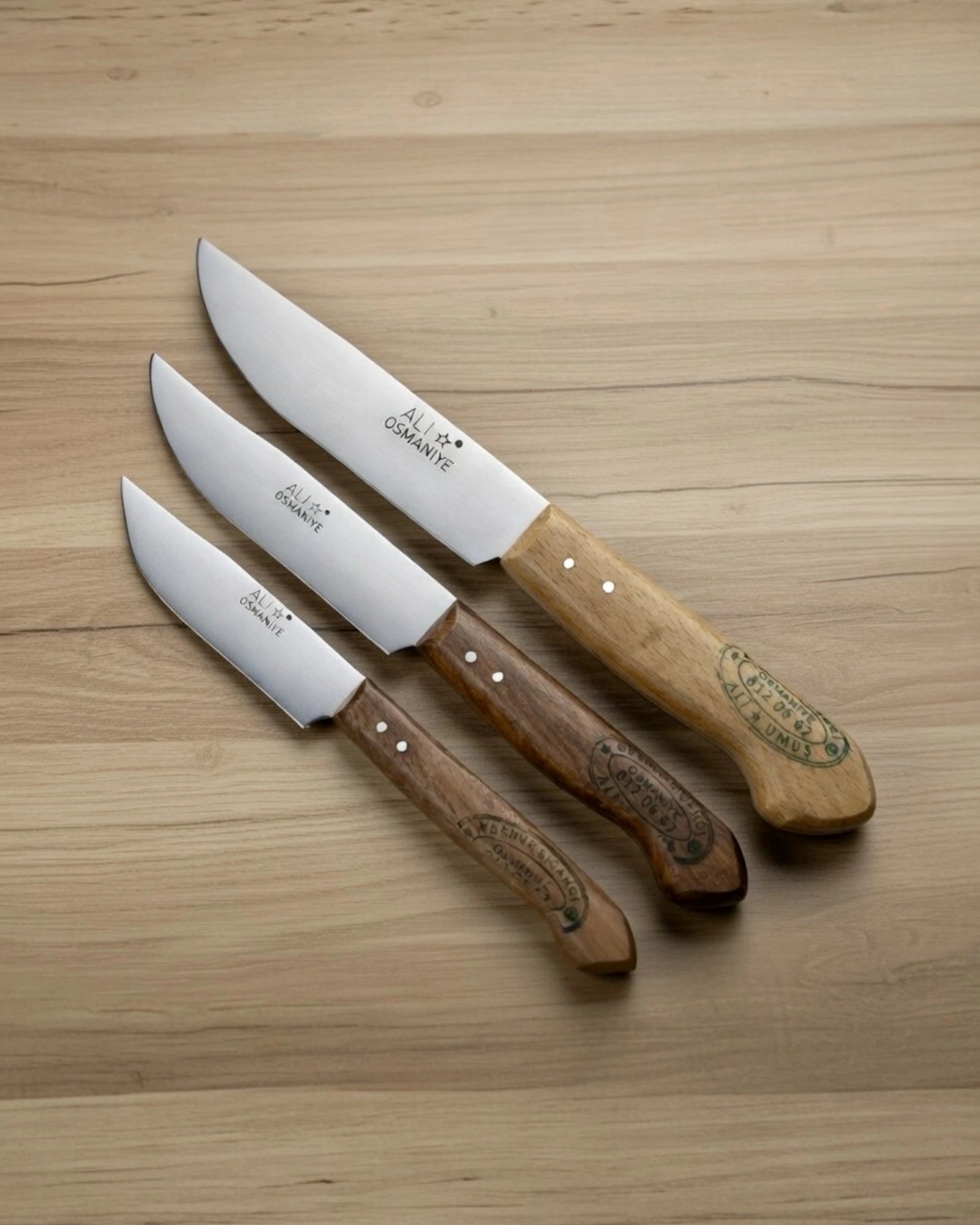 3 adet farklı boylarda mutfak bıçağı seti