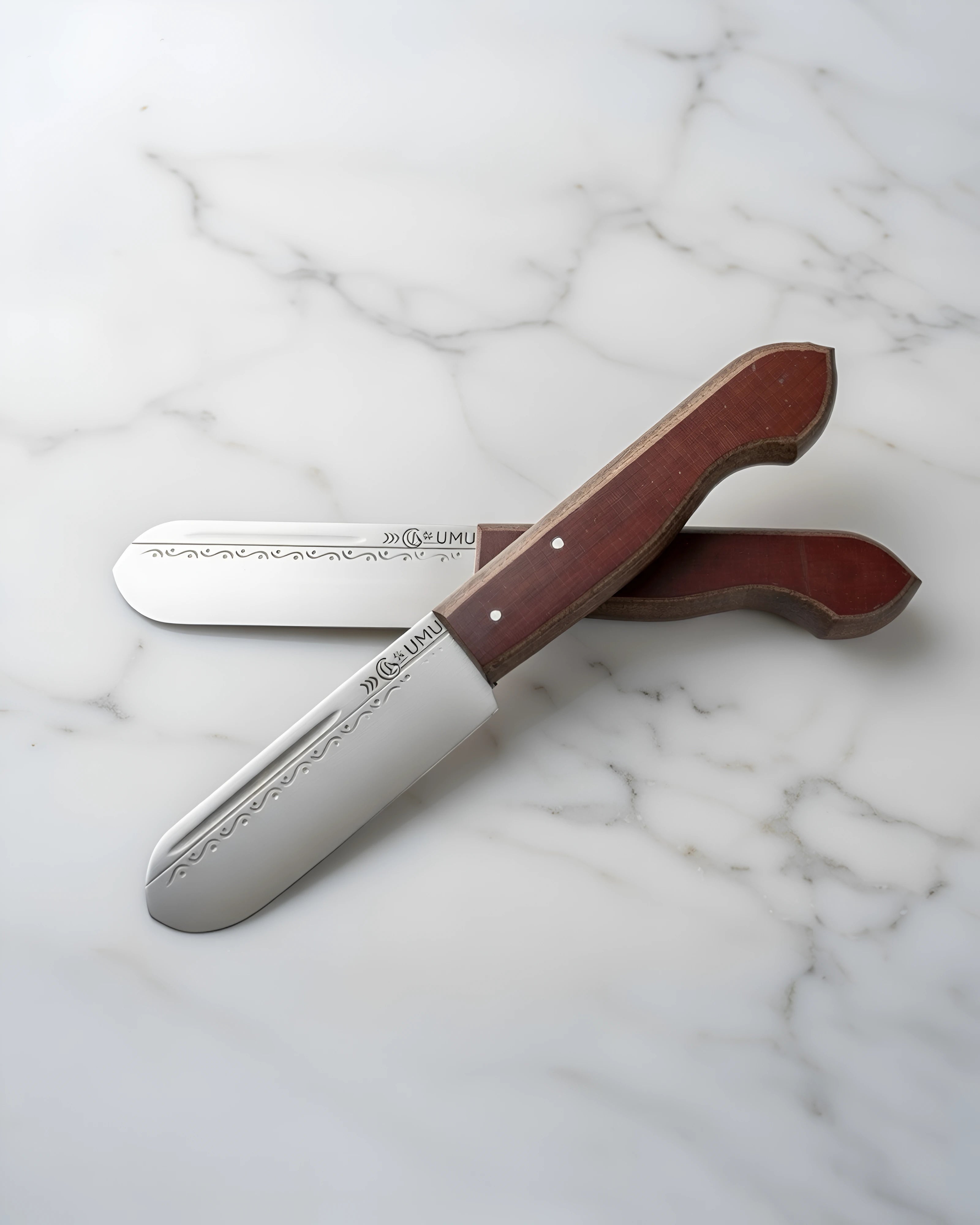 2 adet yüzme bıçağı paslanmaz çelik ve fiber kabza