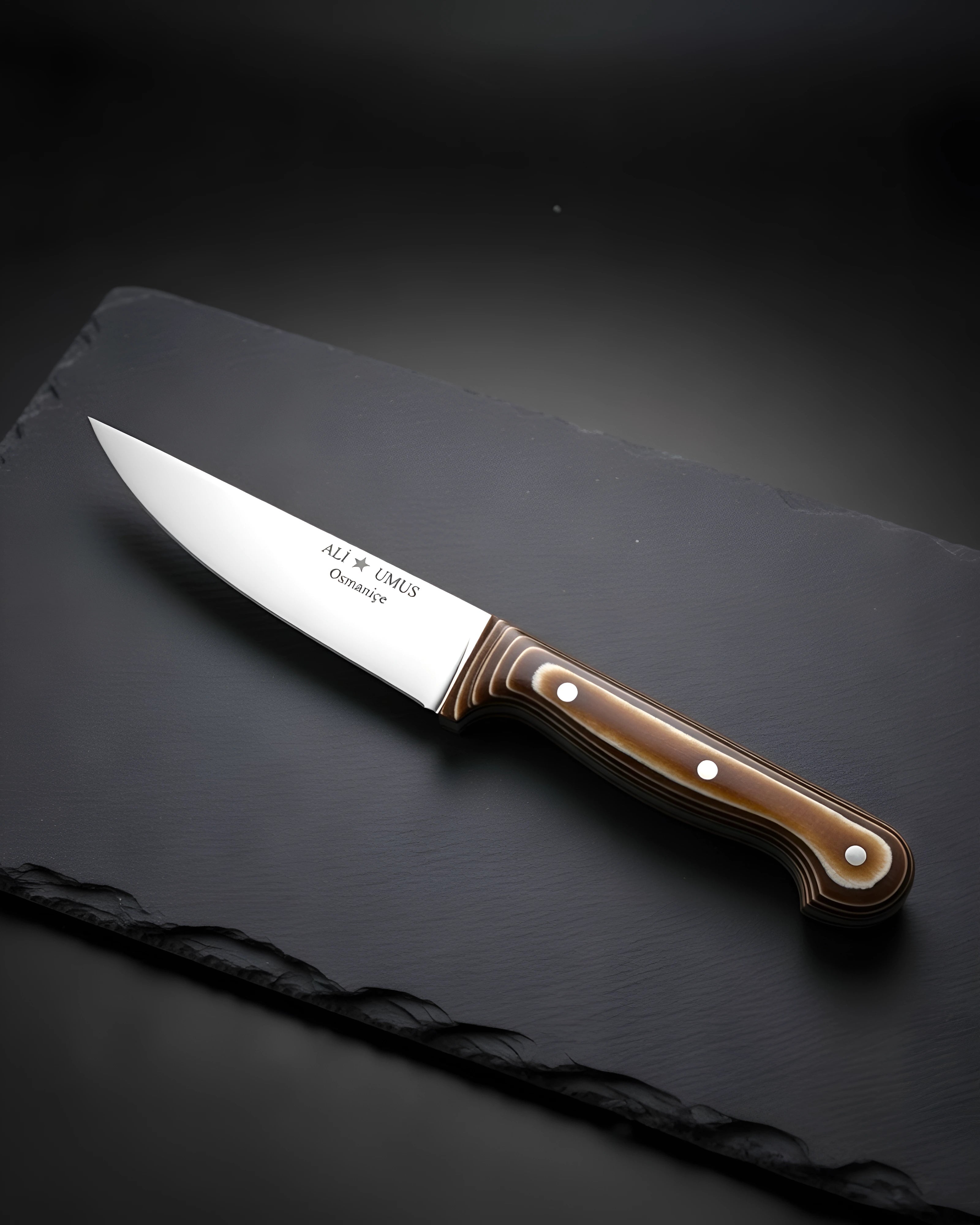 premium mutfak bıçağı paslanmaz çelik ve fiber işlemeli kabza