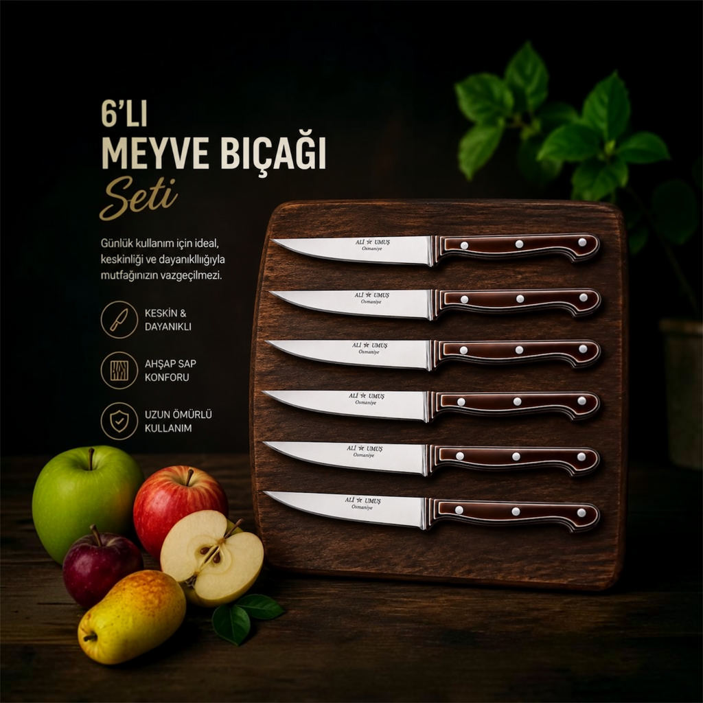 Meyve Bıçağı Seti 6'lı Ali Umuş Premium, Alman 1.4116 Çelik-2